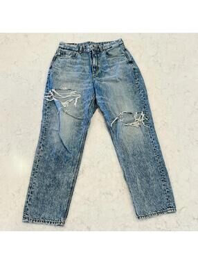 American Eagle AE Curvy Mom Jeans Distressed High Wasted Looose Straight Leg 6R